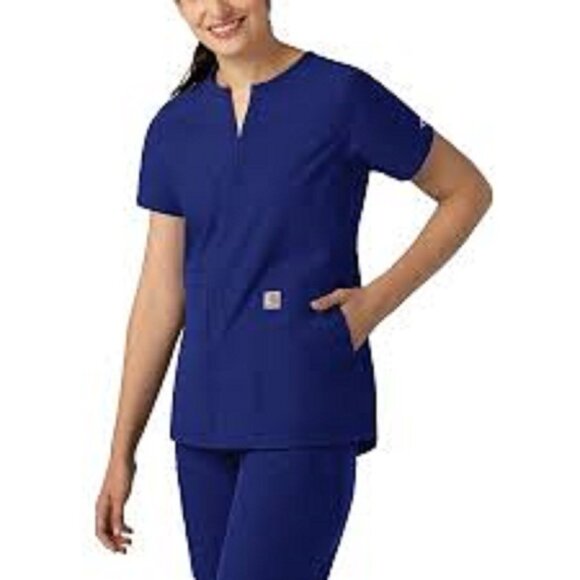 Carhartt Force Essentials Notch Neck Tunic Scrub Top - C12213 NAVY - Picture 1 of 8